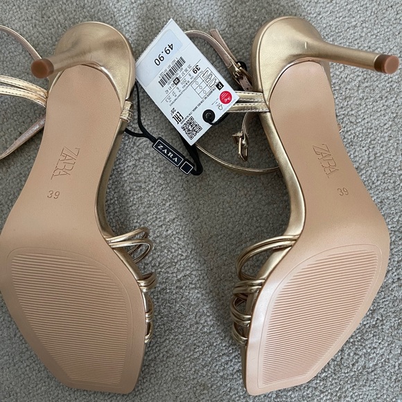 Zara Gold Strappy Heels - Picture 5 of 8
